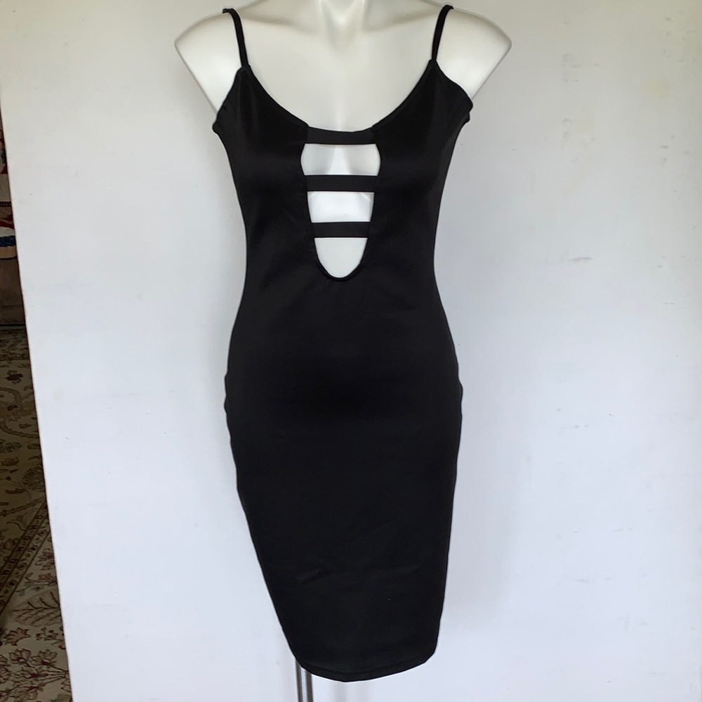 Black Club Dress with plunge Neckline